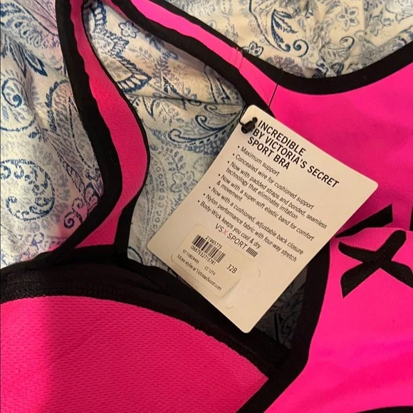 VSX Vibrant Pink and Black Sports Bra - Picture 4 of 5